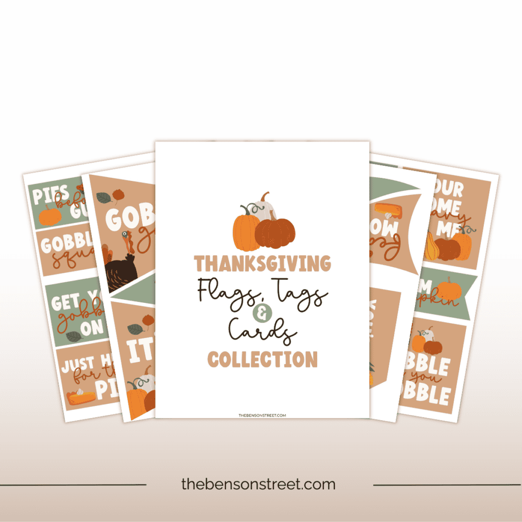 Stack of Flags, tags, and cards for Thanksgiving Tags