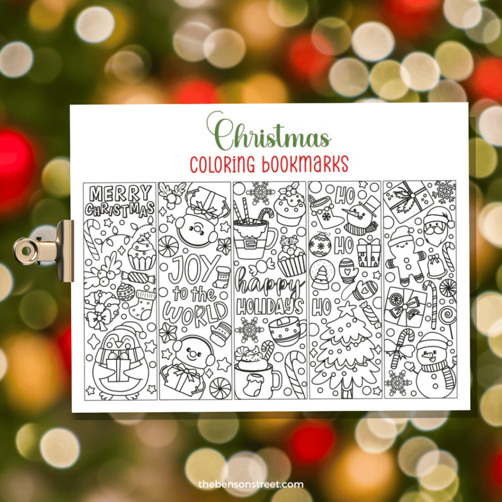 Free to Print Christmas Coloring Bookmarks