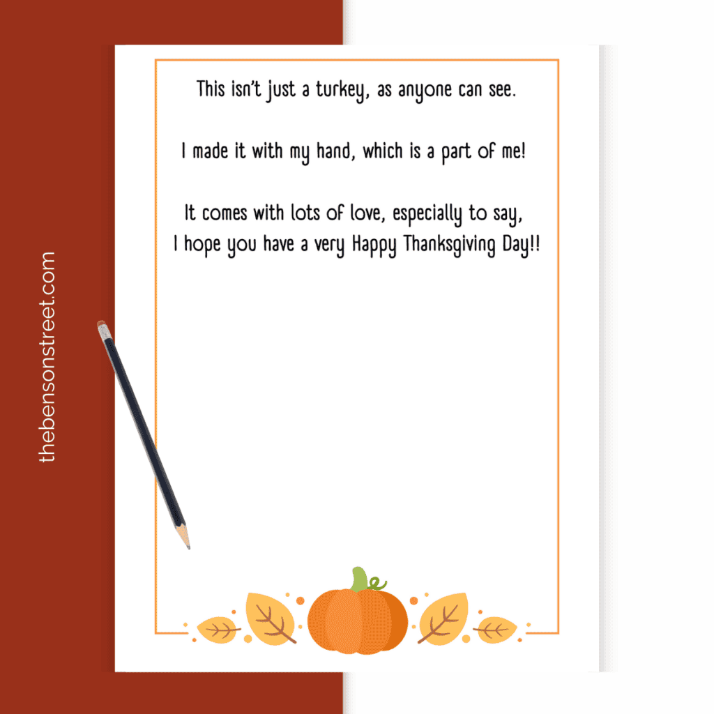 Make a Handprint Craft for Thanksgiving with a Thanksgiving Turkey Handprint Poem Printable Blank sheet ready to add a handprint