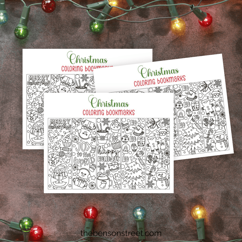 Make your very own Christmas Bookmarks with this Free Printable Coloring Bookmarks Set