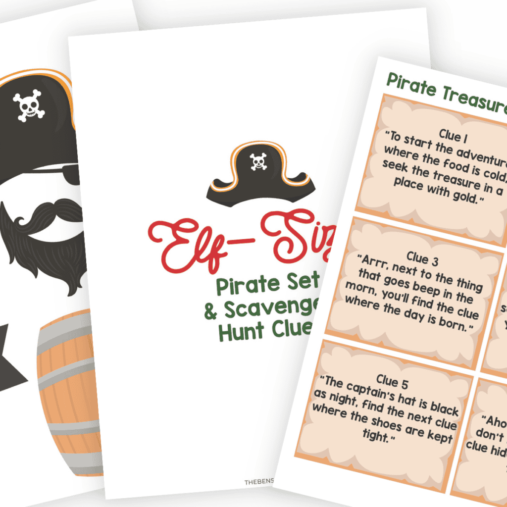 Pirate Set of Elf Props and Treasure Hunt Clues