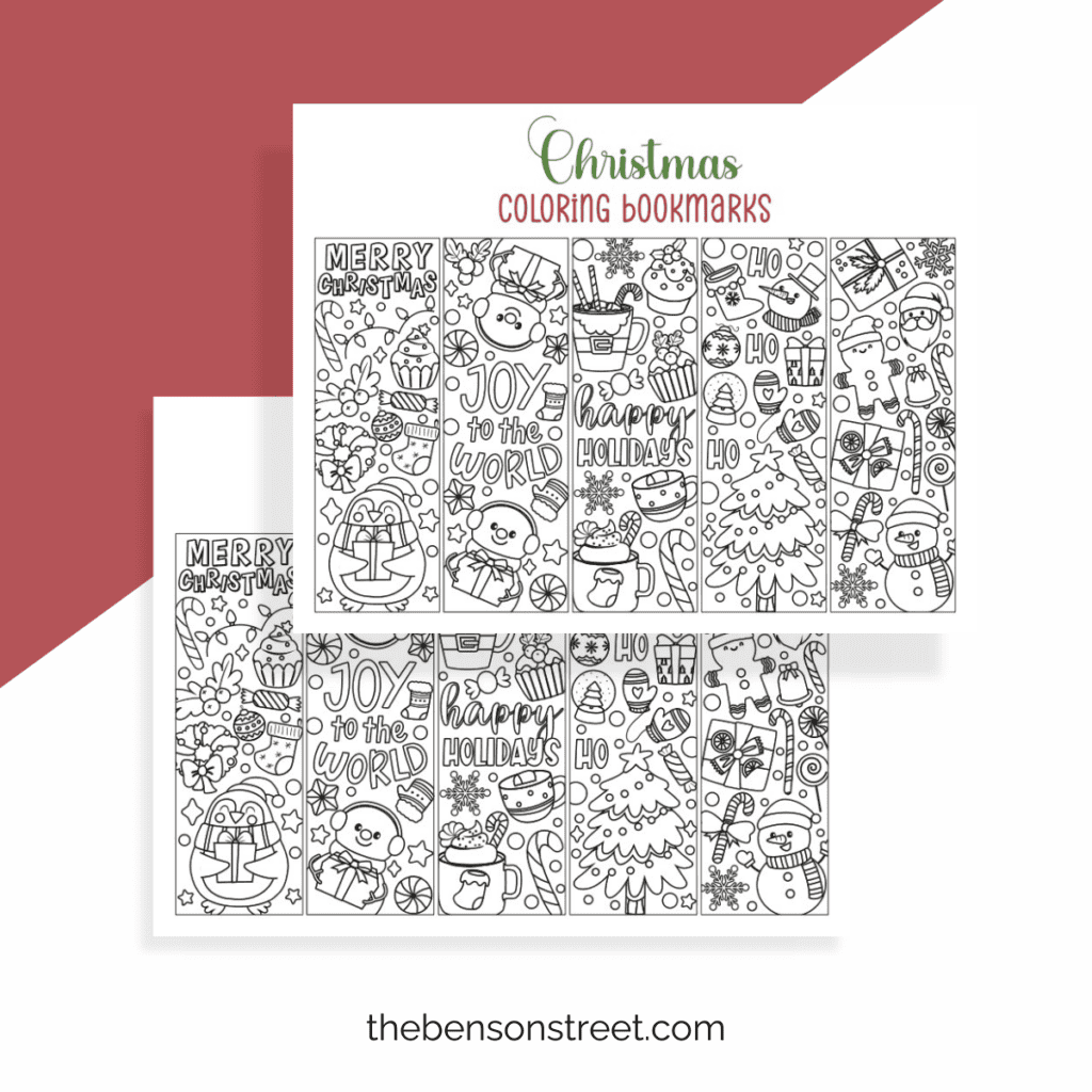 Set of Five different free coloring bookmarks digital download