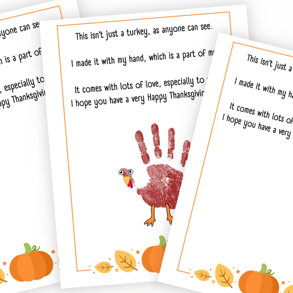 Thanksgiving Turkey Handprint Poem Printable