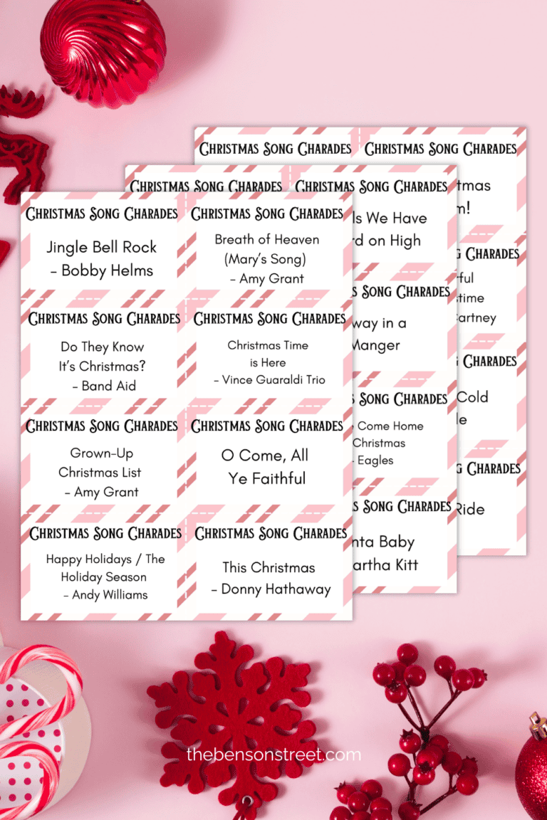 Christmas Carol Charades Game Free Printable