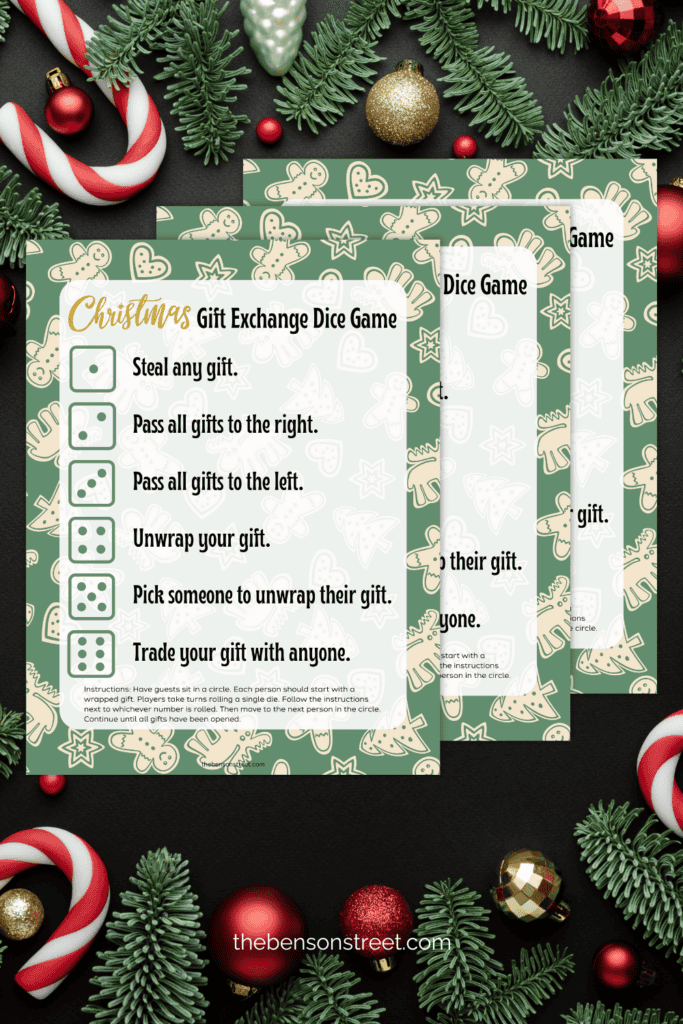 Christmas Gift Exchange Dice Game