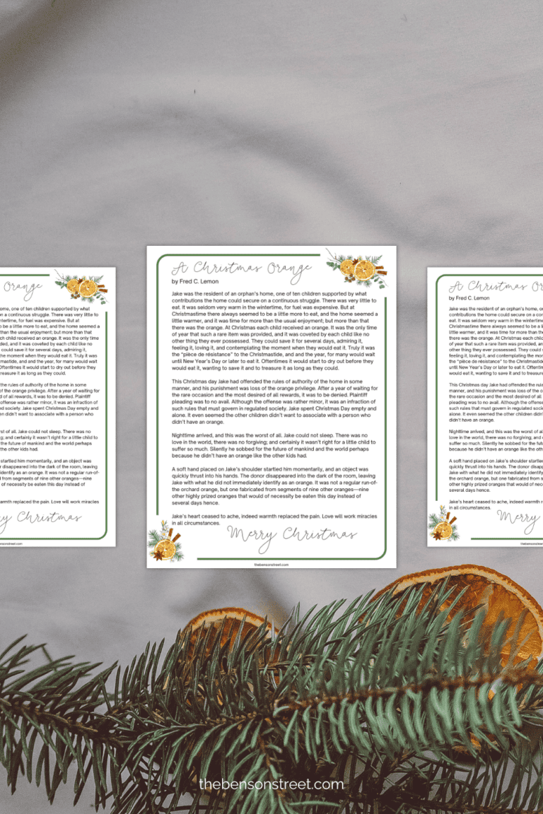 Christmas Oranges Printable Story freebie
