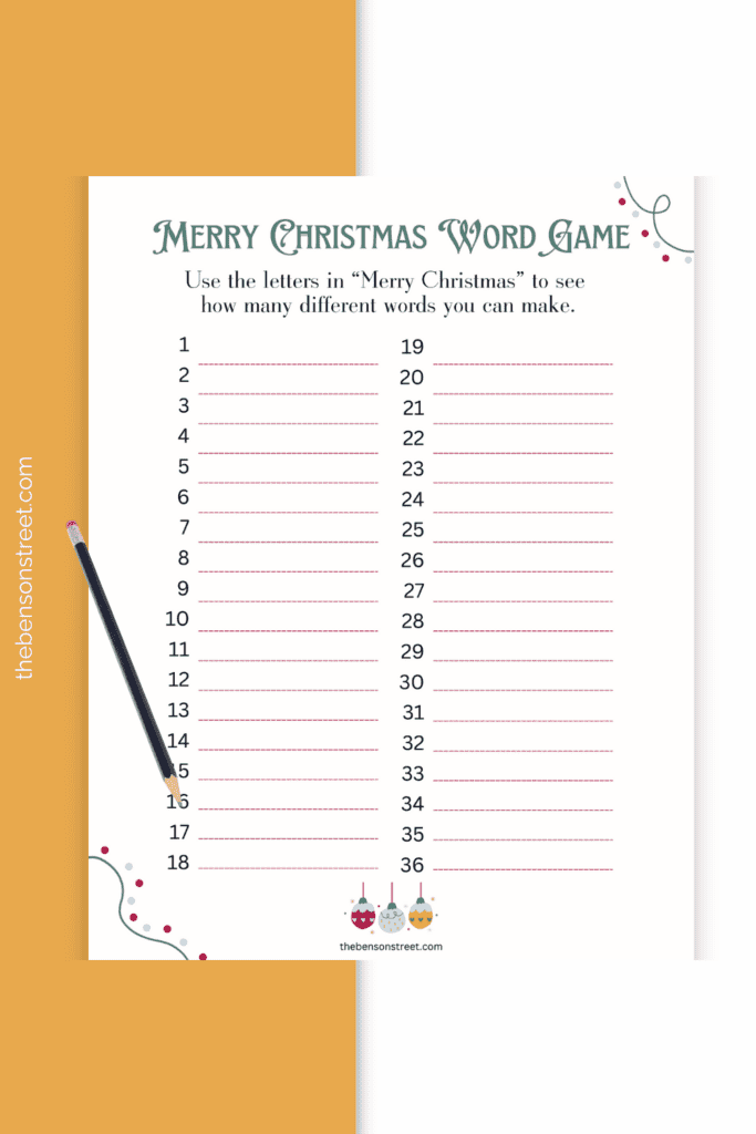 Christmas word game. Merry Christmas word game