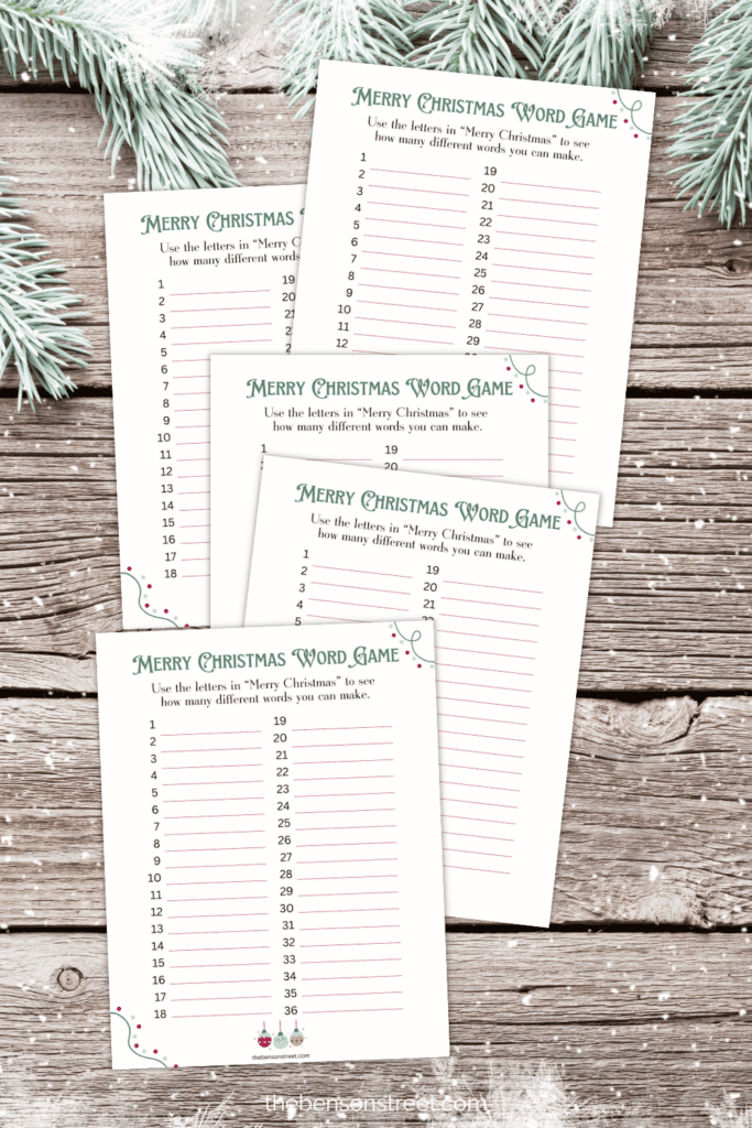 Easy to play game for all ages for christmas parties. How many words can you make out of Merry Christmas
