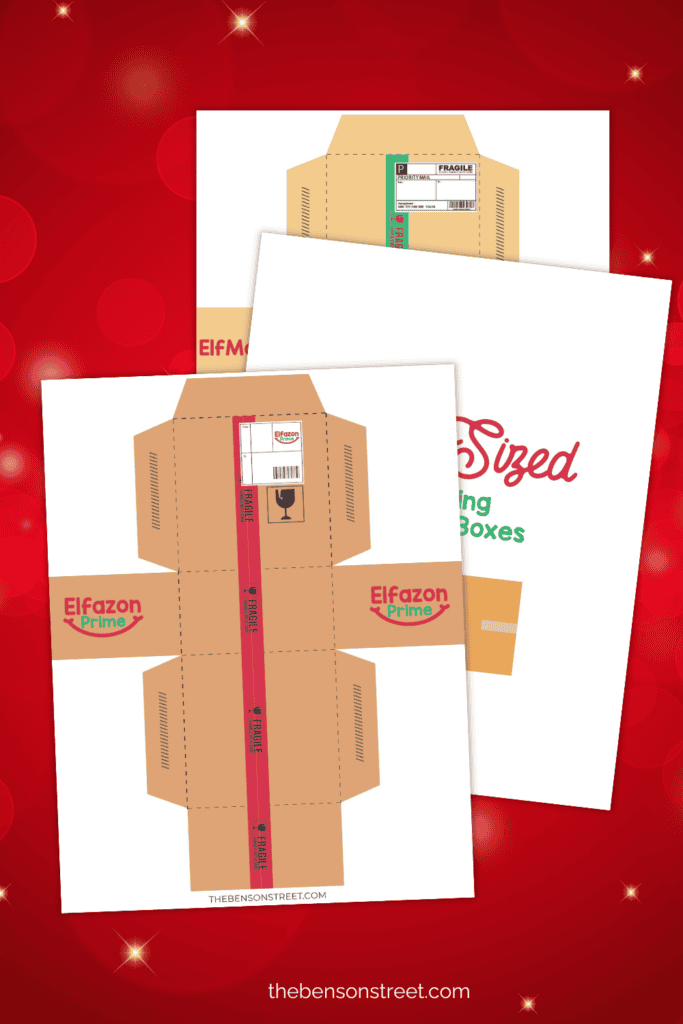 Elfazon Prime and ElfMart Shipping box props for an Elf on the Shelf