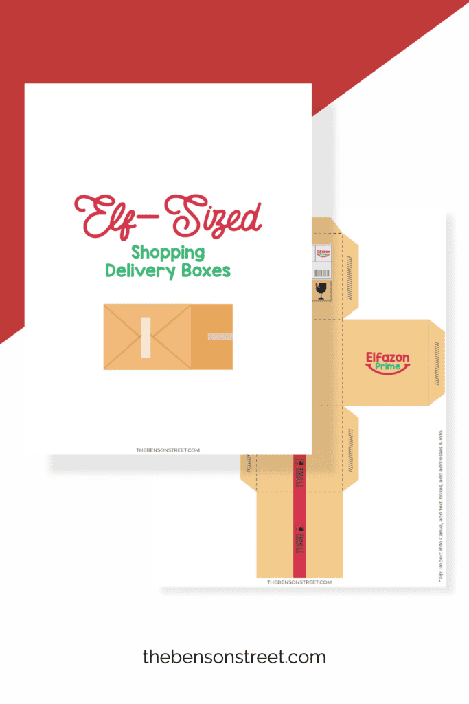 Elfazon Prime and other shopping delivery boxes that are elf sized for an elf on the shelf
