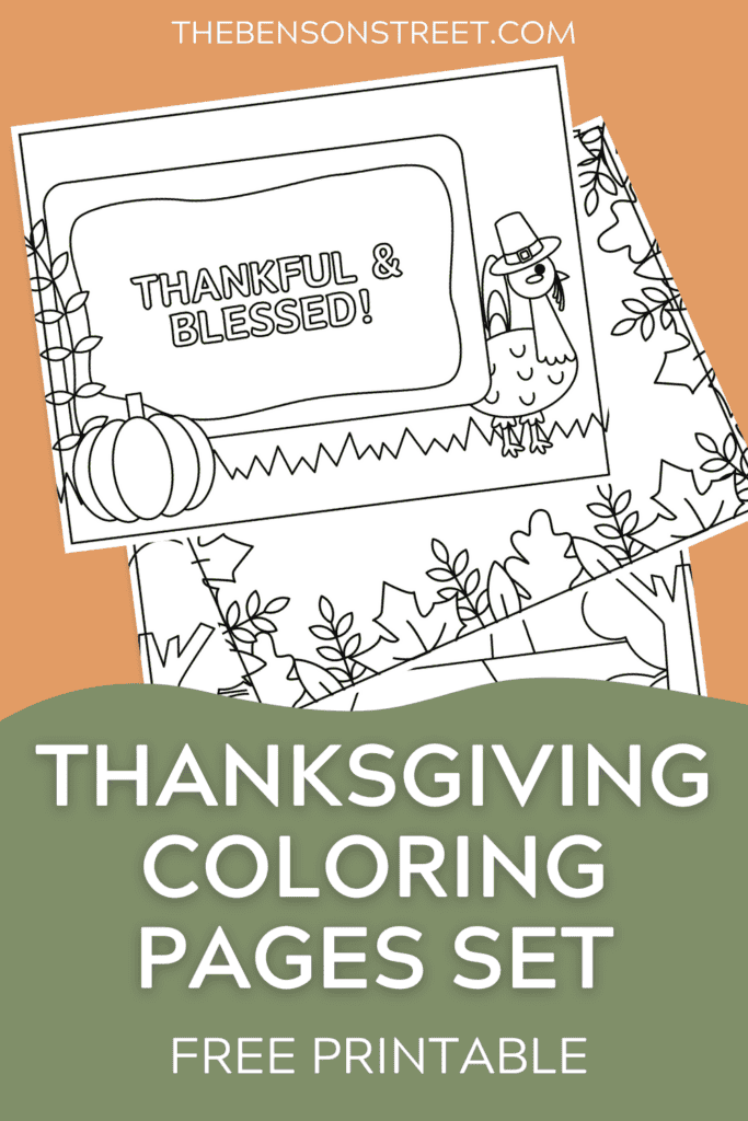 Five Free Printable Thanksgiving coloring Pages Set
