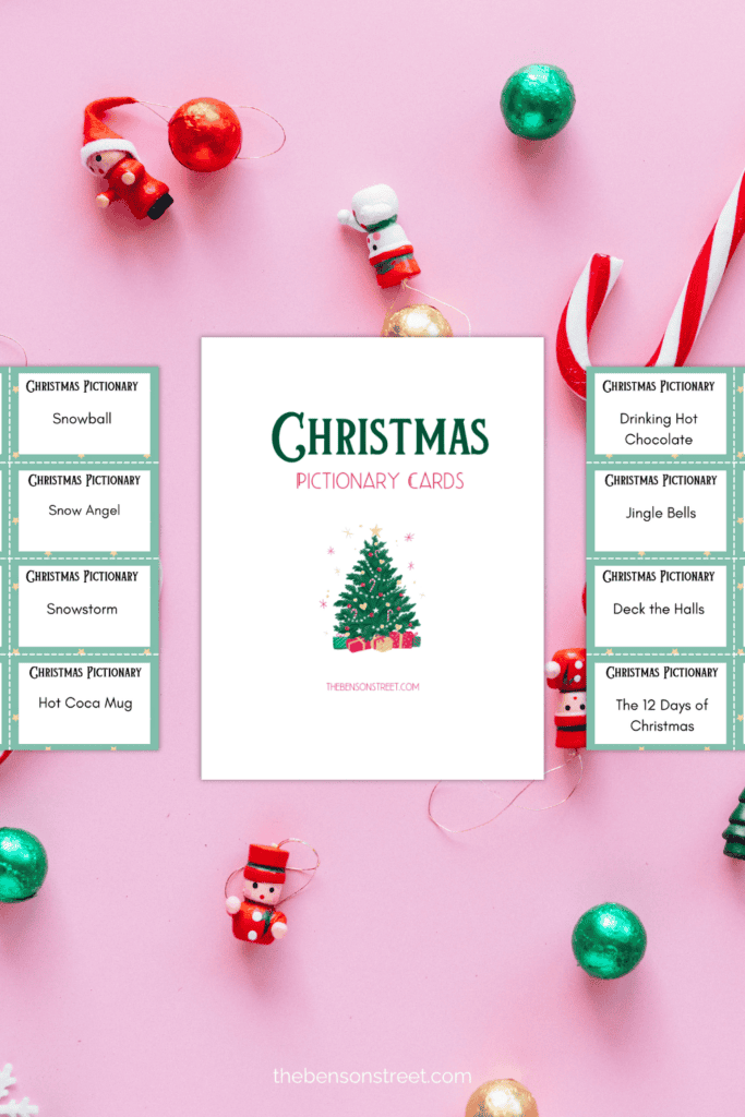 Free Christmas Pictionary Cards for a fun party game. Free Printable with rules and blank cards