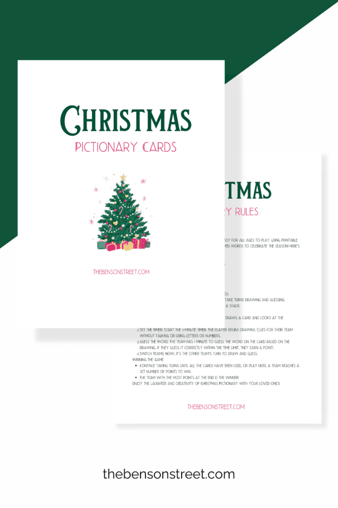 Free Christmas Pictionary Cards. Free Printable with rules and blank cards