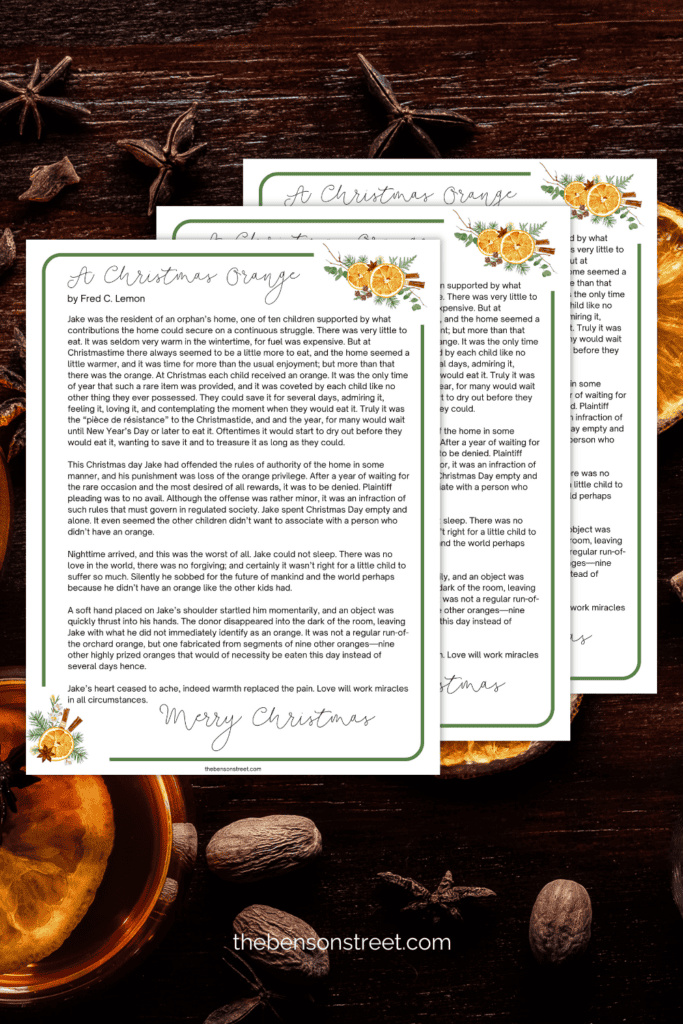 Free Printable A Christmas Orange Story by Fred C. Lemon for gifting and sharing