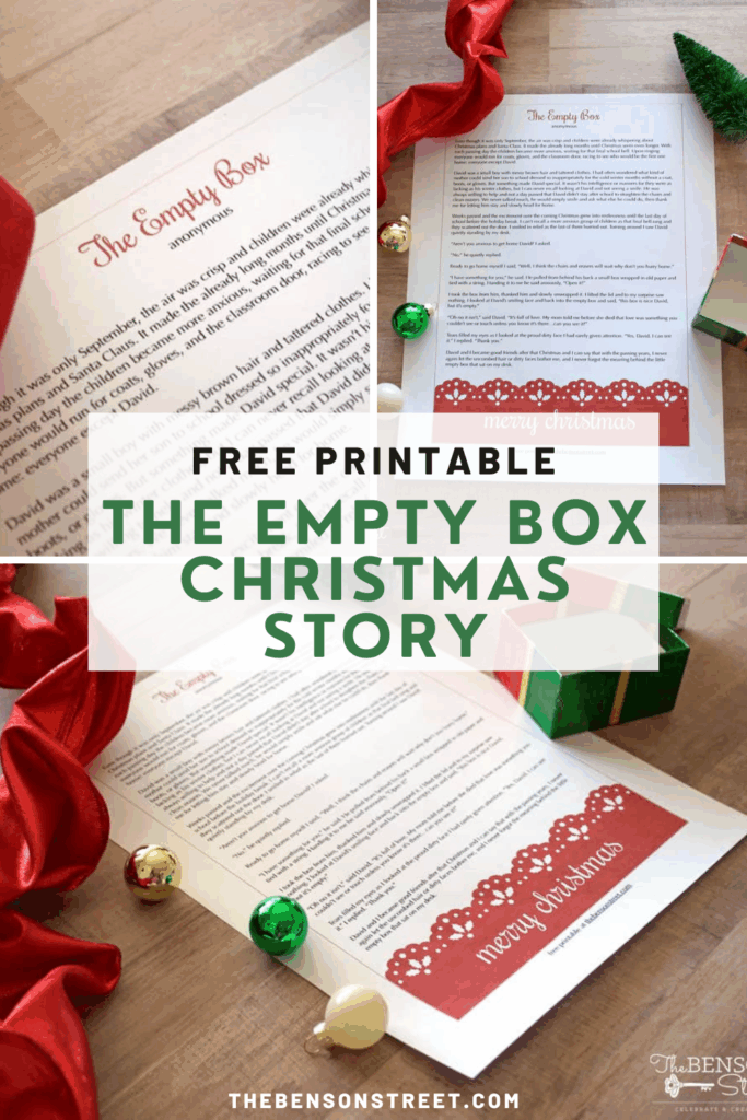 Free Printable The Empty Box Christmas Story