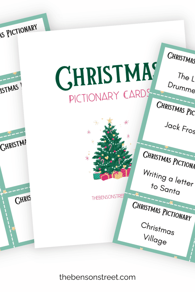 Free Set of Christmas Pictionary Cards. Free Printable with rules and blank cards