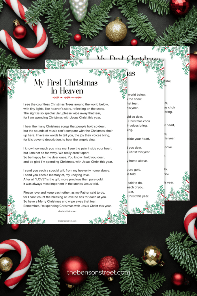 Celebrating Christmas in Heaven Poem for those who have recently lost a loved one.