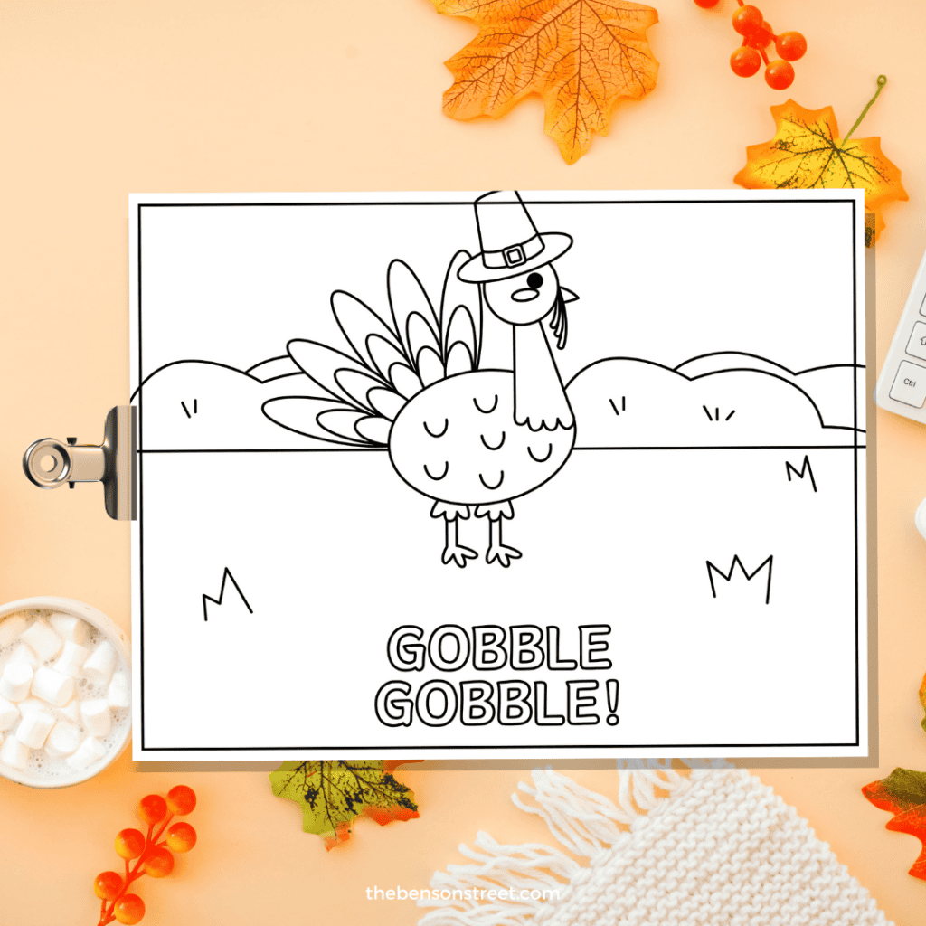 Gobble Gobble Thanksgiving Turkey Coloring Page