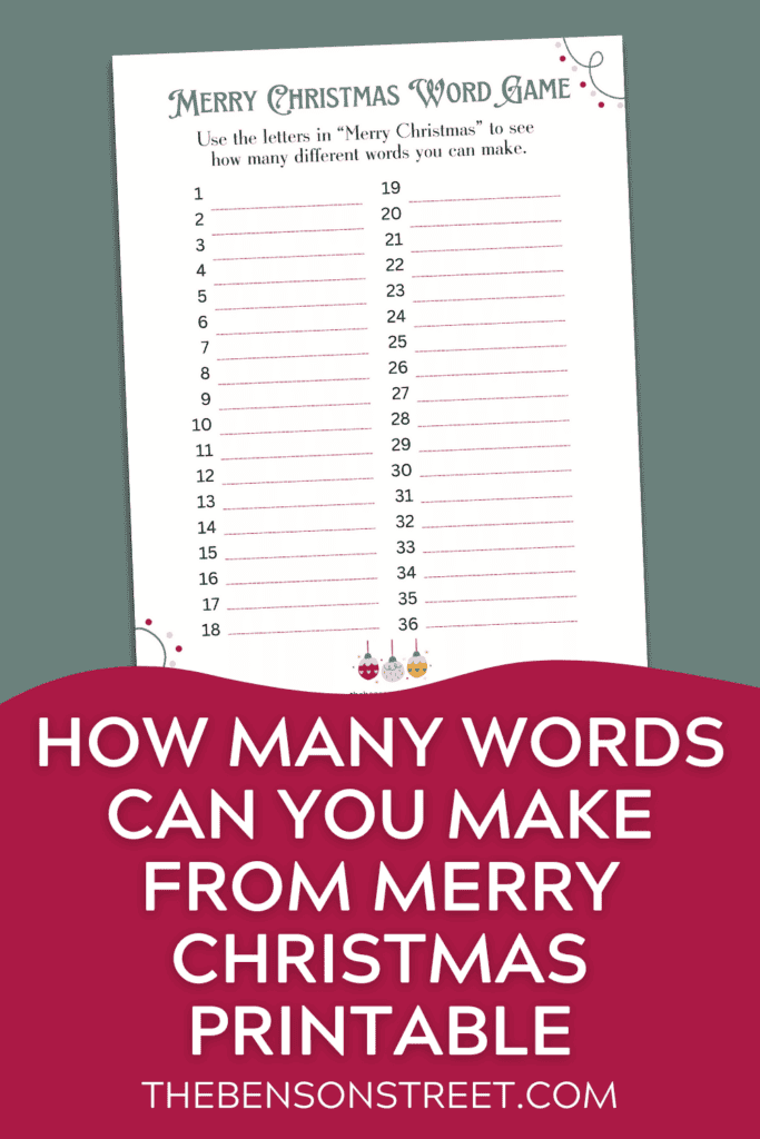How many words can you make from Merry Christmas Printable Game