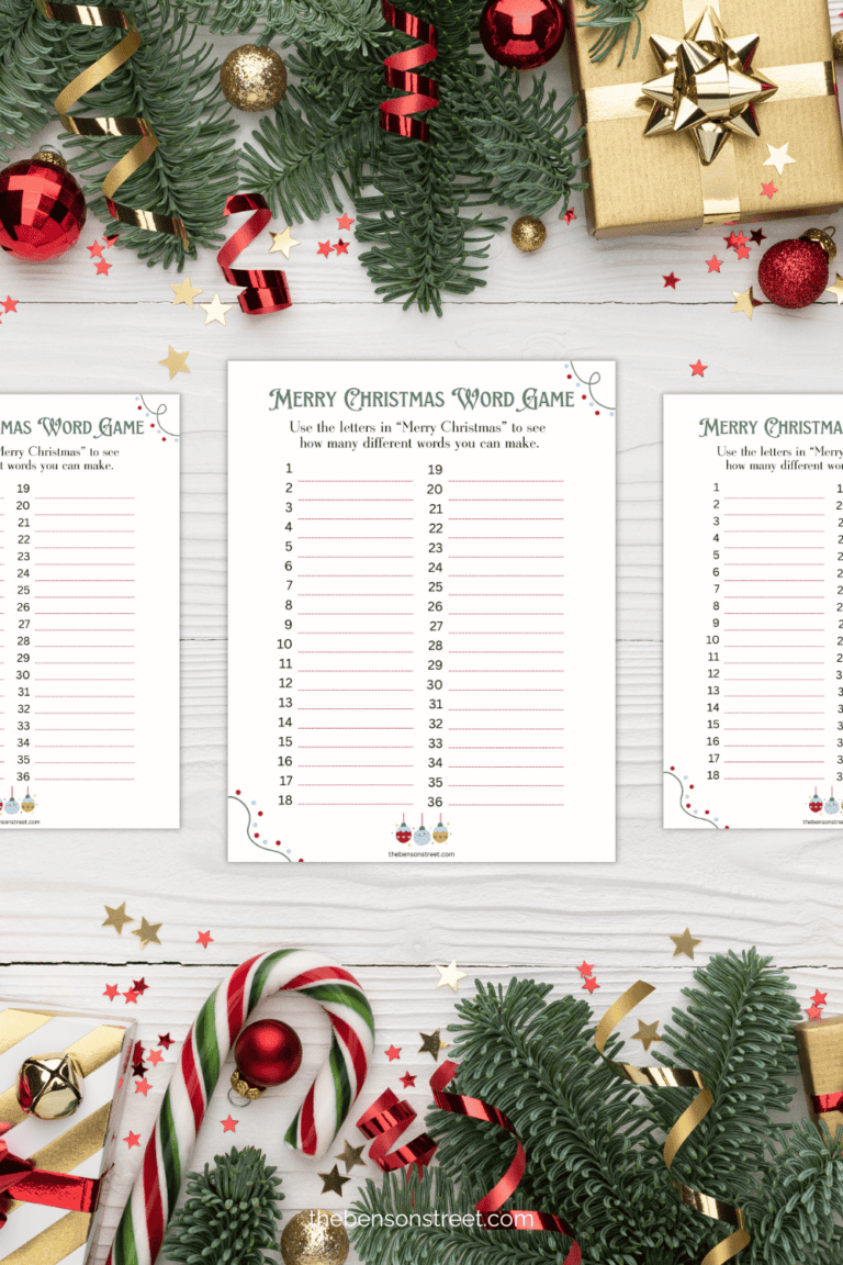 Merry Christmas word game for holiday parties. How many words can you make out of Merry Christmas