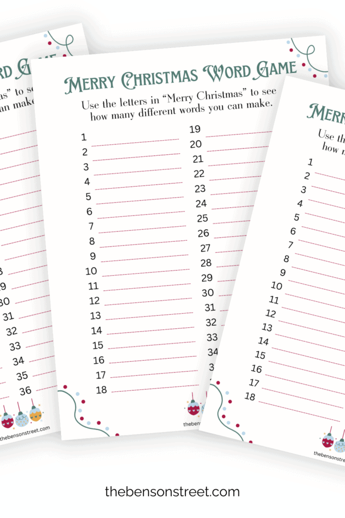 Merry Christmas word game. How many words can you make out of Merry Christmas