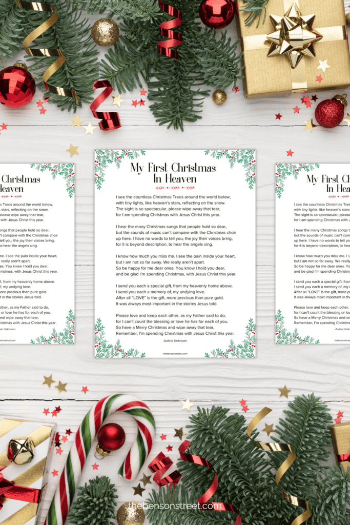 My First Christmas in Heaven Author Unknown Poem to print