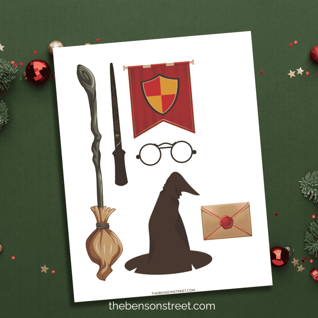 Print off these free Elf on the Shelf Harry Potter Props that are the perfect size for an elf