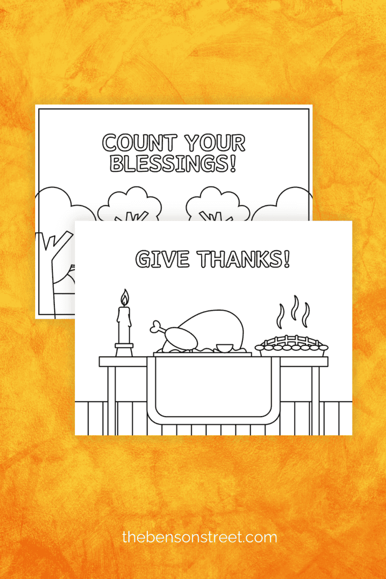 Set of five different coloring pages for Thanksgiving