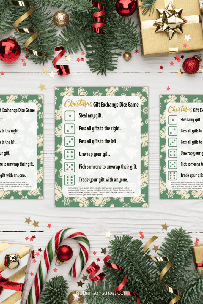 Super Simple Christmas Gift Exchange Dice Game free printable