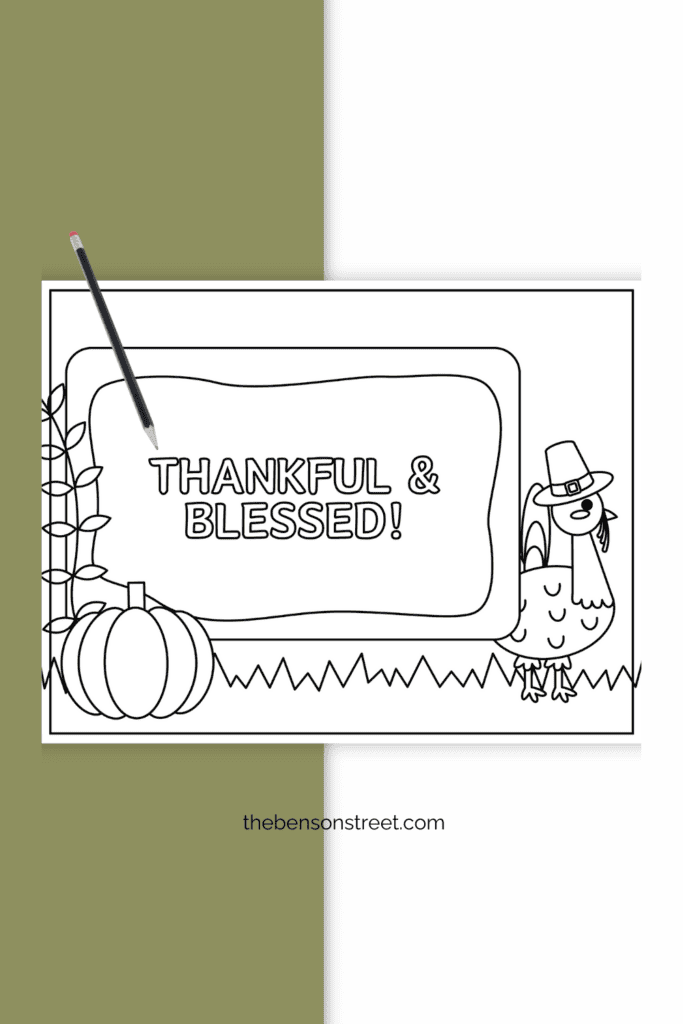 Thankful and Blessed Turkey Coloring Page for Kids
