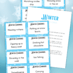 FREE Winter Charades Printable Cards: Party Game Charades Cards with winter themed clues for playing charades with a free printable