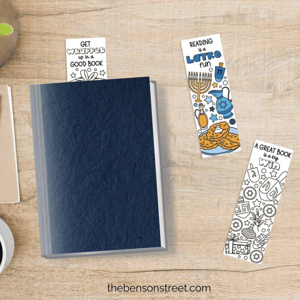 Coloring bookmarks for a fun Hanukkah activity