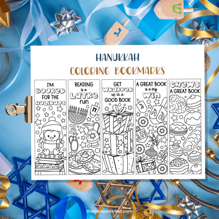 Cute and fun Hanukkah Bookmarks to color free printable