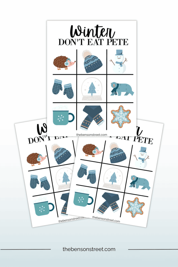 Easy Winter activity idea Free Printable Winter Don't Eat Pete Game for all ages