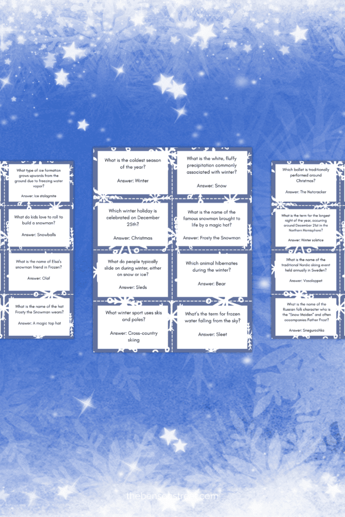 Free Printable Fun Winter Trivia Game with Answers