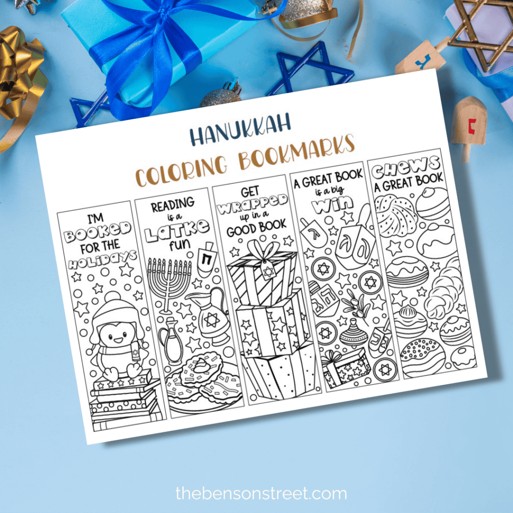 Free Printable Hanukkah Coloring Bookmarks