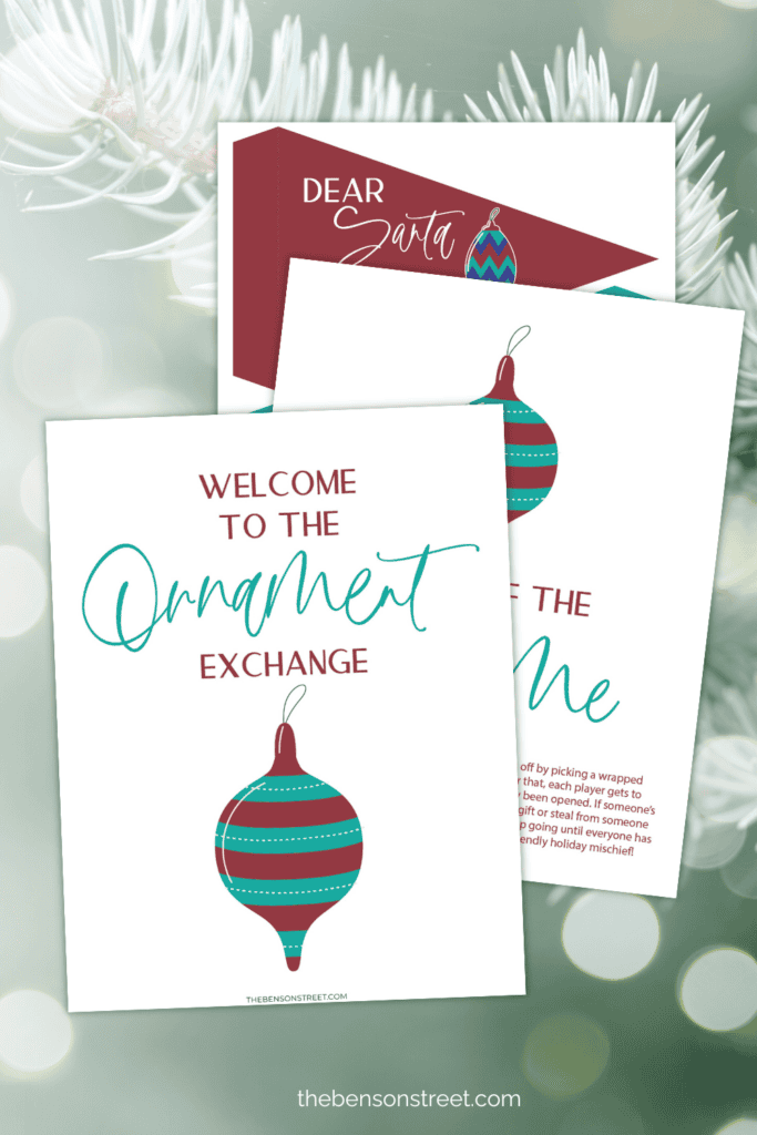 Free Printable Ornament Exchange Printable Bundle with everything you need to throw an ornament exchange gift party