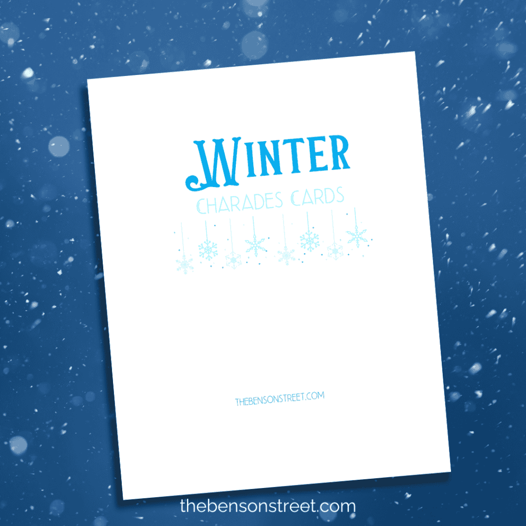 Free Printable Winter Charades Cards and instructions
