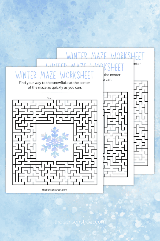 Free Printable Winter Maze Worksheet