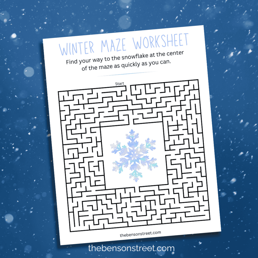 Free Printable Winter Maze Worksheet