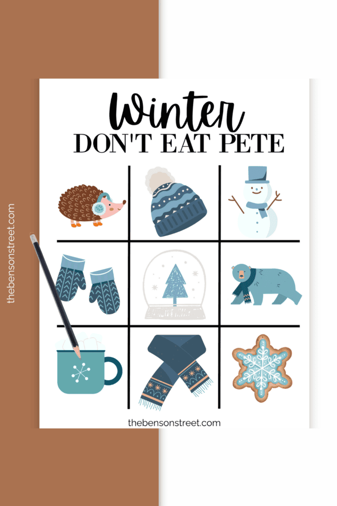Free Printable Winter Themed Don't Eat Pete Game Board
