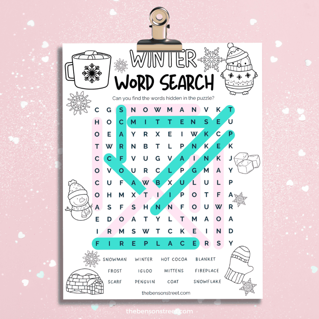 Free Printable Word Search for Winter with answer key