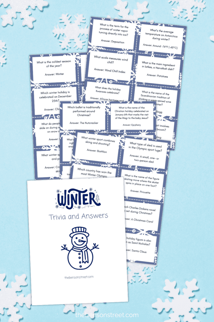 Free Winter Trivia and Answer Printable Cards 