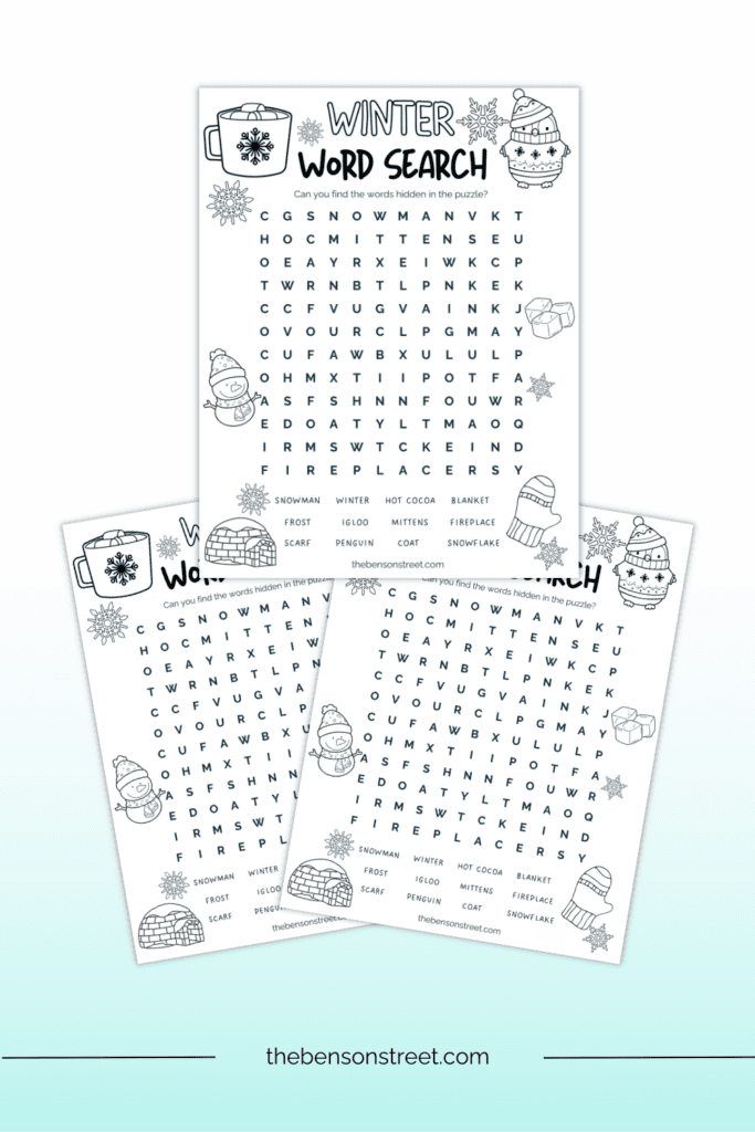 Free Winter Word Search Game printable