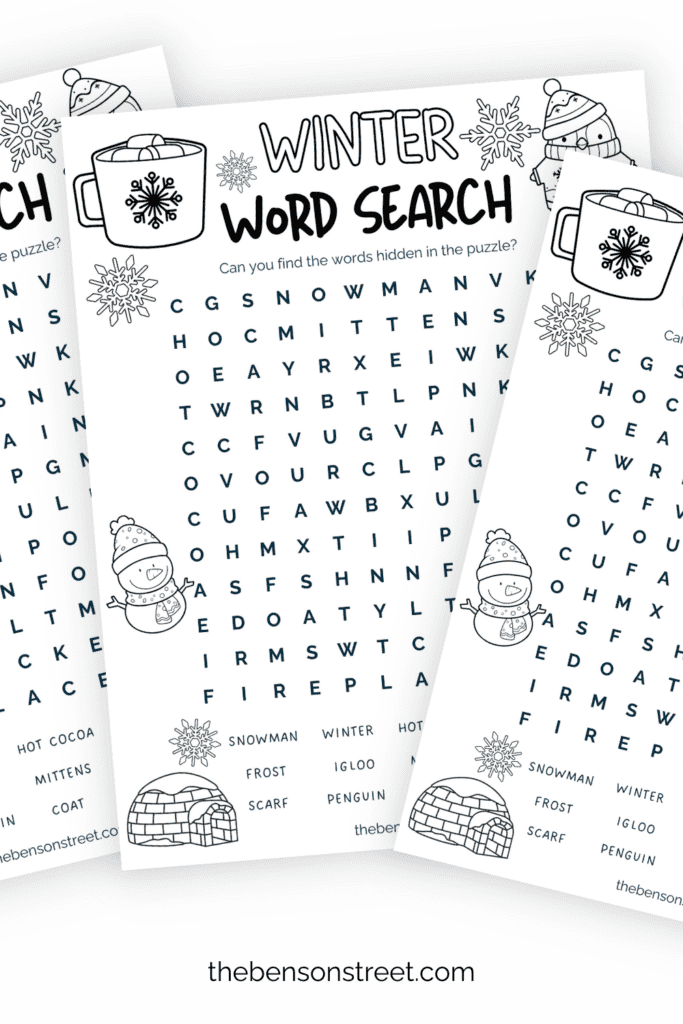Free to Print Winter Word Search