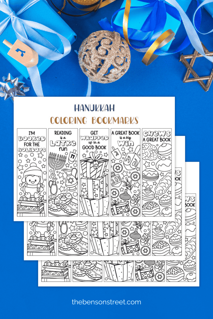 Free to print Hanukkah Activity. Set of Free Printable Hanukkah Coloring Bookmarks