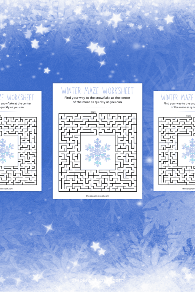 Free to print Winter Maze Worksheet