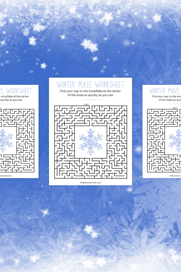 Free to print Winter Maze Worksheet