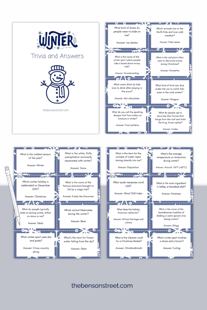 Grab this Free Printable Fun Winter Trivia Game with Answers