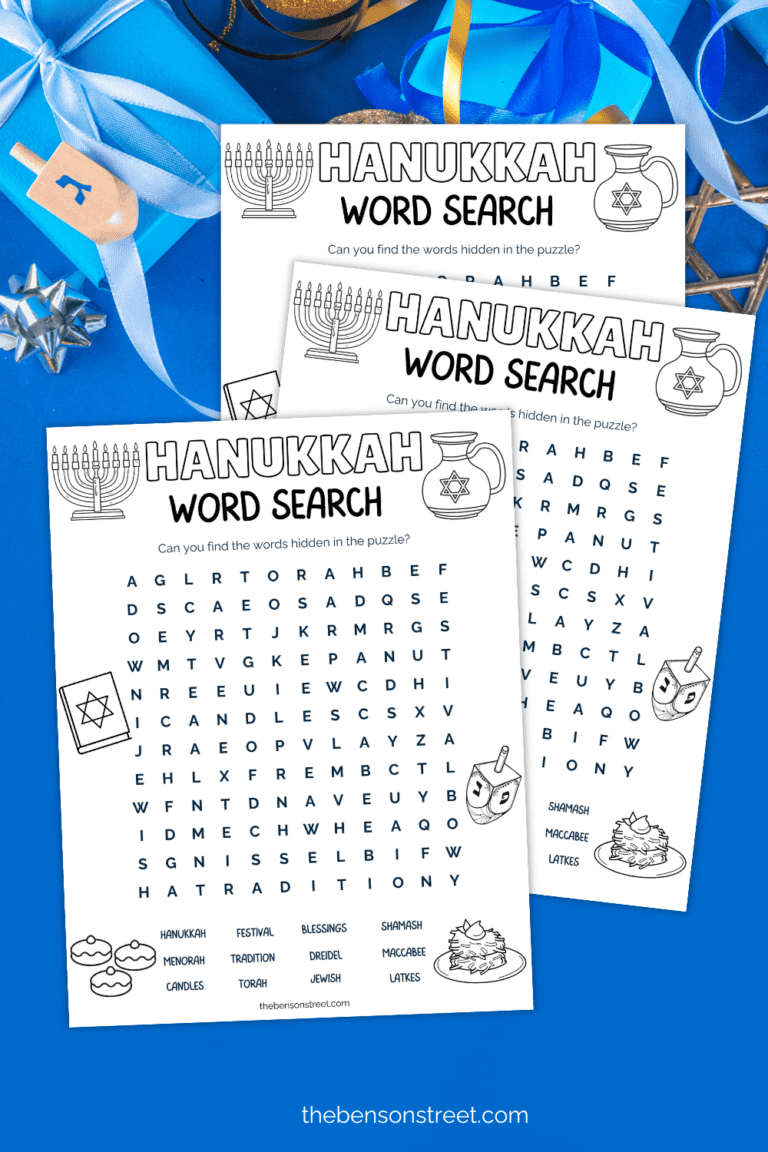 Hanukkah Activity idea with coloring and searching for Hanukkah themed words